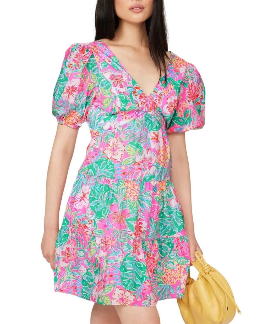 Lilly Pulitzer Nalani Puff Sleeve Dress Size 14 Journey To Jungle Preppy Resort